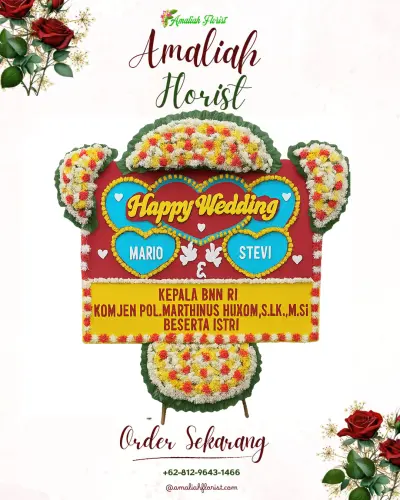 Karangan Papan Bunga Pernikahan di Nyapah